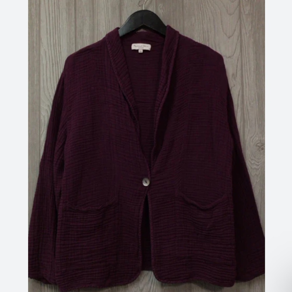 NEW Michael Stars Cotton Gauze Maroon Blazer Size X-Small